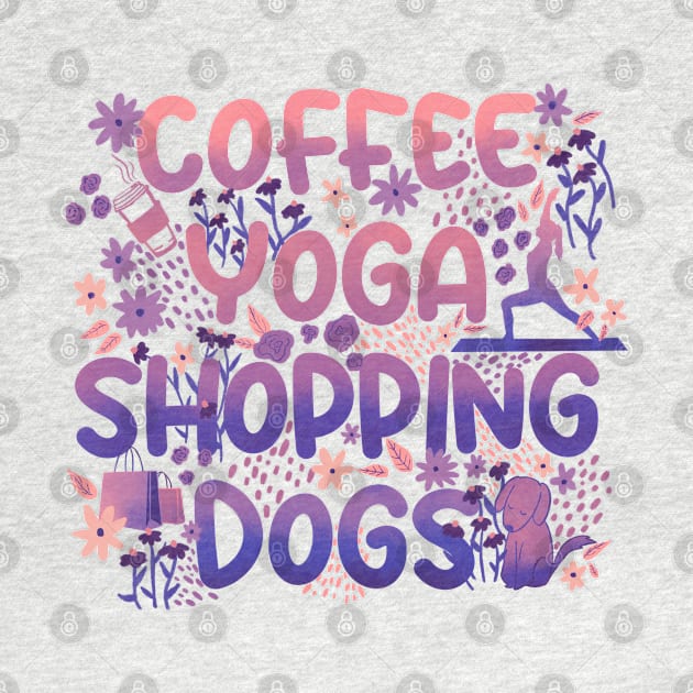 Coffee Yoga Shopping Dogs in Sunset by Booneb